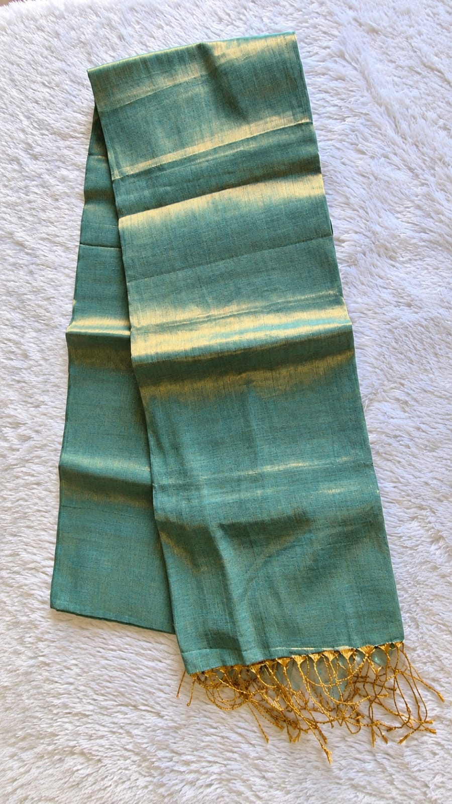 Plain Linen Tissue Saree – Sea Green