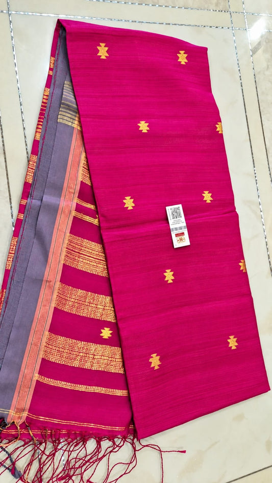 Rani Pink Pure Tussar Silk Saree – Silk Mark Certified